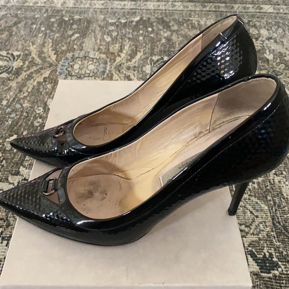 Jimmy Choo Cubed Print Patent Heel in Black - Picture 2 of 6